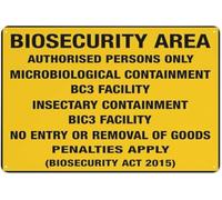 Warning Sign: Biosecurity Area Authorised Persons Only, Micro Containment Facility Sign; Aluminum Metal Warning Signage with Symbol, for High-Security Zones 12x8 inch