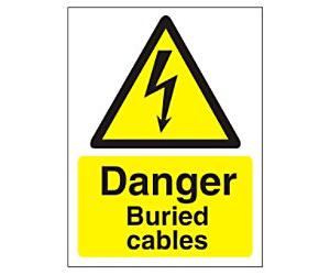 Warning Sign Buried Cables Adhesive Plastic 20 x 15 cm