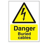 Warning Sign Buried Cables Adhesive Plastic 40 x 30 cm