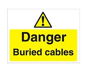 Warning Sign Buried Cables Freestanding PVC (Polyvinyl Chloride) 45 x 60 cm
