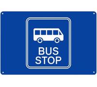 Warning Sign - Bus Stop, Tin Sign, Vintage Metal Sign, Suitable For Outdoor Decoration (E.G., Streets, Neighborhoods) And Indoor Decor Like Garage, Home Bar, 12X8 Inch