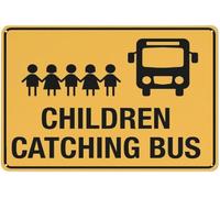 Warning Sign - Catching Bus, Aluminum Printed Sign, for Bus Stops, Neighborhoods, House, Business, 12x8 inch