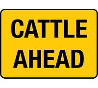 Warning Sign - Cattle Ahead,Courtyard Decoration, Usable Outdoor Like Rural Roads And Farms And Indoor Like Farmhouses And Agricultural Shops, 12X8 Inch