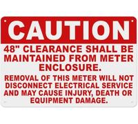 Warning Sign - Caution 48 Clearance Shall Be Maintained From Meter Enclosure, Tin Sign, Warning Metal Sign, Vintage Wall Decor For Home, Farm, Bar, Coffee Shop, Club Meter Areas, 12X8 Inch