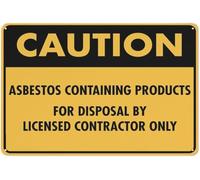 Warning Sign - Caution Asbestos Containing Products, Outdoor Metal Durable Warning Sign, For Garage, Warehouse, Industrial Decor Like Asbestos Product Storage And Old Buildings, 12X8 Inch