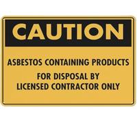 Warning Sign - Caution Asbestos Containing Products, Rust Free Aluminum Sign, Weather Resistant, for Industrial Sites, 12x16 inch