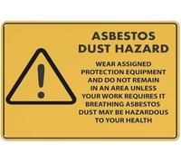 Warning Sign - Caution Asbestos Particles Hazard, Aluminum Rust-Proof Security Sign, for Construction Zones, Outdoor Use, 12x8 inch