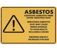 Warning Sign - Caution Asbestos Warning Contains Fibre, Outdoor Aluminum Durable Warning Sign, For Garage, Warehouse, Industrial Decor Fibre Asbestos Areas, 12X8 Inch