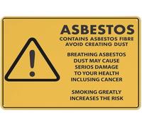 Warning Sign - Caution Asbestos Warning, Reflective Aluminum Metal Sign with Symbol, for Industrial Facilities, Indoor Outdoor Use, 12x16 inch