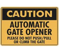 Warning Sign - Caution Automatic Gate Opener Do Not Push Pull, Aluminum Rust-Proof Safe Sign, for Residential Gates, Driveway Alerts, 12x8 inch
