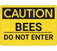 Warning Sign: Caution Bees Do Not Enter, Metal Signs; Ink Printing, Durable Outdoor for Home 12x8 inch