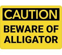 Warning Sign - Caution Beware Of Alligator, Rust Free Aluminum Sign, Protected, Waterproof, Fade-Resistant, Warning Metal Sign For Industrial Areas, Vintage Wall Decor, 12X8 Inch