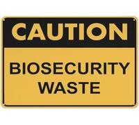 Warning Sign - Caution Biosecurity Waste, Aluminum Tin Sign, great for Gardens, Yards, Wall Decor, 12x8 inch