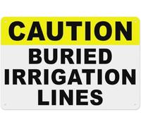 Warning Sign - Caution Buried Irrigation Lines, Tin Sign, Warning Metal Sign, Vintage Wall Decor For Home, Farm, Bar, Coffee Shop, Club Near Buried Irrigation Lines, 12X8 Inch