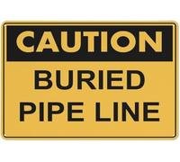 Warning Sign - Caution Buried Pipe Line, Aluminum Reflective Sign, Waterproof, 4 Pre-Drilled Holes, for Construction Zones, Industrial Areas, 12x16 inch
