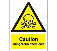 Warning Sign Caution Dangerous Chemicals Adhesive Vinyl 30 x 20 cm