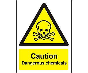 Warning Sign Caution Dangerous Chemicals Adhesive Vinyl 30 x 20 cm