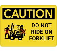 Warning Sign: Caution Do Not Ride On Forklift, Metal Signs;Ink Printing, Durable Outdoor for Home 12x8 inch