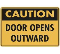 Warning Sign - Caution Door Opens Outward, Rust Free Aluminum Sign, Weather Resistant, Waterproof, for Buildings, Entrances, 12x8 inch
