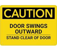 Warning Sign - Caution Door Swings Outward Stand Clear, Outdoor Metal Durable Warning Sign, For Garage, Warehouse, Industrial Decor Near Outward-Swinging Doors, 12X8 Inch