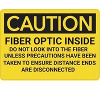 Warning Sign: Caution Fiber Optic Inside Do Not Look Unless Precautions Taken, Metal Sign; Rustproof Aluminum, Multicolor 12x8 inch