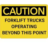 Warning Sign: Caution Forklift Trucks Operating Beyond This Point, Easy to Read, Sturdy Outdoor Metal Sign for Home, Farm, Yard 12x8 inch