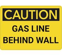 Warning Sign - Caution Gas Pipe Behind, Tin Sign, Great For Garden, Yard Wall Decor, Durable Metal Warning Sign For Garage, Warehouse, Industrial Decor Near Gas Pipes, 12X8 Inch