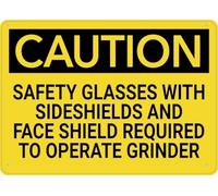 Warning Sign - Caution Glasses With Sideshields Required, Rust Free Aluminum Sign, Protected, Waterproof, Fade-Resistant, Warning Metal Sign For Industrial Areas, Vintage Wall Decor, 12X8 Inch