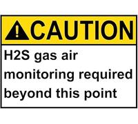 Warning Sign: Caution H2S Gas Air Monitoring Required Beyond This Point, Gas Pipe Security Warning Metal Tin Sign 12x8 inch