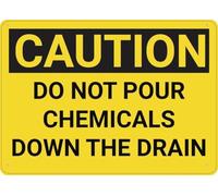 Warning Sign - Caution Hazards Drain, Tin Sign, Great For Garden, Yard Wall Decor, Durable Metal Warning Sign For Garage, Warehouse, Industrial Decor Near Drains, 12X8 Inch