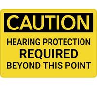 Warning Sign: Caution Hearing Required Beyond This Point, Sign for House Door, Office, Business, Yard; Metal Aluminum, Rust Free, Pre-Drilled Holes 12x8 inch