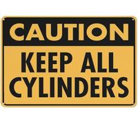 Warning Sign - Caution Keep All Cylinders, Great For Garden, Yard Wall Decor, Durable Metal Warning Sign For Garage, Warehouse, Industrial Decor Near Gas Or Industrial Cylinders, 12X8 Inch