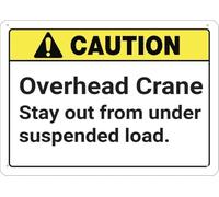 Warning Sign - Caution Overhead Crane For Business, Free Aluminum Printed Sign, 4 Pre-Drilled Holes, Durable For Business Crane Operation Zones, 12X8 Inch