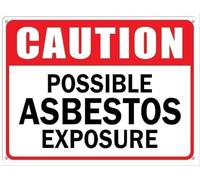 Warning Sign - Caution Possible Asbestos Exposure, Aluminum Tin Sign, For Home, Coffee Bar Wall Decor, Durable Metal Warning Sign For Garage, Warehouse, Industrial Decor Asbestos Zones, 12X8 Inch