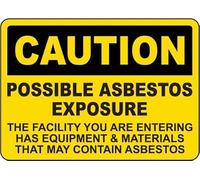 Warning Sign - Caution Possible Asbestos Exposure, Metal Sign, Security Notice For Work & Home Near Asbestos-Containing Areas, 12X8 Inch