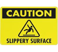 Warning Sign - Caution Slippery Surface, Aluminum Rust-Proof Safe Sign, for Bathrooms, Kitchens, Home, Business, 12x16 inch