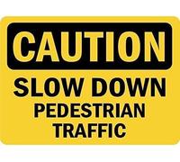 Warning Sign - Caution Slow Down Pedestrian Traffic, Tin Sign, Warning Metal Sign, Vintage Wall Decor For Home, Farm, Bar, Coffee Shop, Club Pedestrian Areas, 12X8 Inch