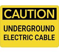 Warning Sign - Caution Underground Electric Cable, Warning Sign For Business, Rust Free Aluminum Printed Sign, Durable For Business Areas With Underground Electric Cables, 12X8 Inch