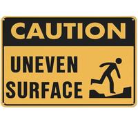 Warning Sign - Caution Uneven Surface, Tin Sign, Great For Garden, Yard Wall Decor, Durable Metal Warning Sign For Garage, Warehouse, Industrial Decor Near Uneven Surfaces, 12X8 Inch
