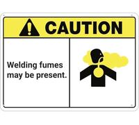 Warning Sign - Caution Welding Fumes May Be Present For Home, Rust Free Aluminum Sign, Ink Printing, Durable For Up To 7 Years Outdoor Near Welding Areas, 12X8 Inch