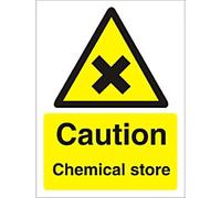 Warning Sign Chemical Store Adhesive Plastic 30 x 20 cm