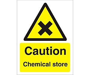 Warning Sign Chemical Store Adhesive Plastic 30 x 20 cm