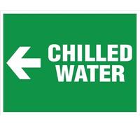 Warning Sign - Chilled Water Arrow Left, Rust Free Aluminum Sign, Printed With Professional Graphics, for Commercial Buildings, Indoor Outdoor Use, 12x8 inch