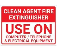 Warning Sign: Clean Agent Fire Extinguisher, Aluminum Ink Printed Sign, durable for garage warehouse 12x8 Inch
