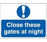 Warning Sign - Close These Gates At Night Construction Site, Metal Sign, For Home, Business, Public Use, 12X8 Inch