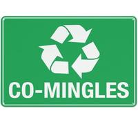 Warning Sign - Co-Mingles, Rust Free Aluminum Sign, Weather Resistant, Waterproof, for Recycling Zones, Waste Facilities, 12x16 inch