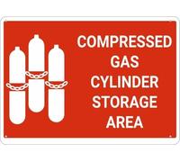Warning Sign: Compressed Gas Cylinder Storage Area, Outdoor Metal Sign for Business Workplace, identifies storage zones critical for industrial areas 12x8 Inch