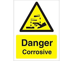 Warning Sign Corrosive Adhesive Vinyl 20 x 15 cm