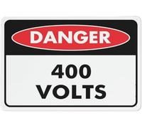 Warning Sign: Danger 400 Volts, Printed Aluminum Sign for Home Business, suitable for security in high-voltage areas 12x8 Inch