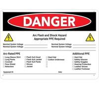 Warning Sign: Danger Arc Flash & Shock Hazard Checklist,Metal Aluminum Sign, suitable for indoor outdoor electrical areas 12x8 Inch